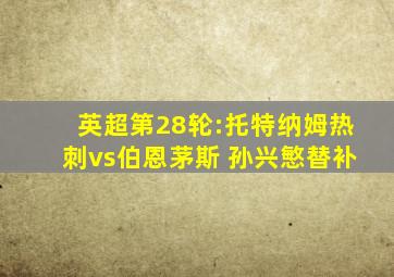 英超第28轮:托特纳姆热刺vs伯恩茅斯 孙兴慜替补